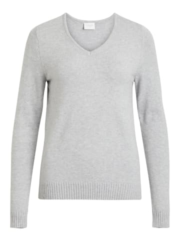 Vila Dünner Strickpullover Basic Stretch Sweater VIRIL in Grau-2