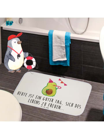 Mr. & Mrs. Panda Badeteppich Avocado Party mit Spruch in Weiß