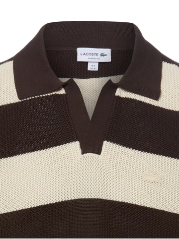 Lacoste Strickpoloshirt in schoko sand - 0001