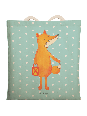 Mr. & Mrs. Panda Tote Bag Fuchs Laterne ohne Spruch in Türkis Pastell
