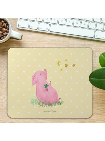 Mr. & Mrs. Panda Mousepad Schwein Glück ohne Spruch in Gelb Pastell