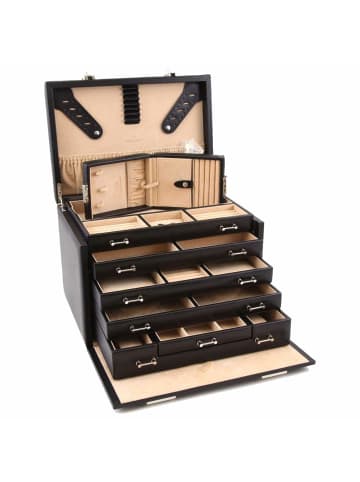 Windrose Ambiance - Uhrenkoffer (für 4 Uhren) 33 cm (schwarz) in schwarz