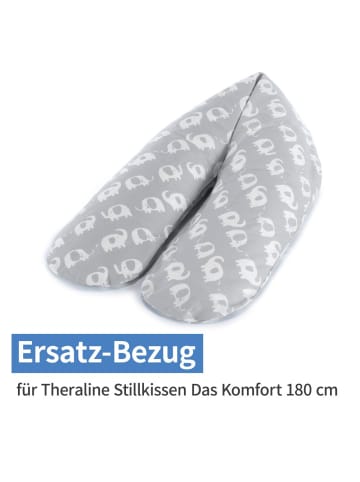 Theraline Ersatzbezug für Stillkissen Das Komfort 180 cm - Elefantenherde in grau,motiv