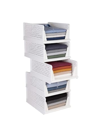 relaxdays 5 x Kleiderschrank-Organizer in Weiß - (B)33,5 x (H)18,5 x (T)43 cm
