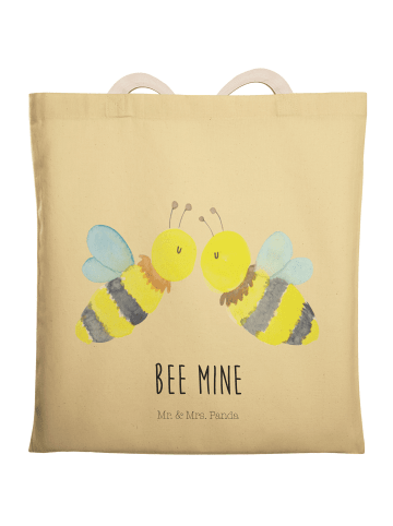 Mr. & Mrs. Panda Einkaufstasche Biene Liebe mit Spruch in Gelb Pastell