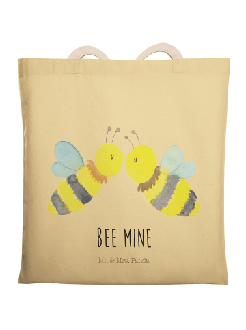 Mr. & Mrs. Panda Tote Bag Biene Liebe mit Spruch in Gelb Pastell