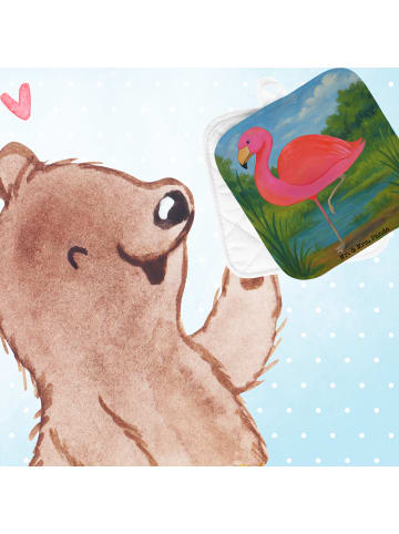 Mr. & Mrs. Panda Ofenhandschuh Flamingo Classic Design ohne Spruch in Weiß