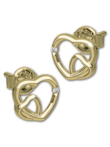 GoldDream Ohrringe Gold 333 Gelbgold - 8 Karat Doppelherz Ohrstecker