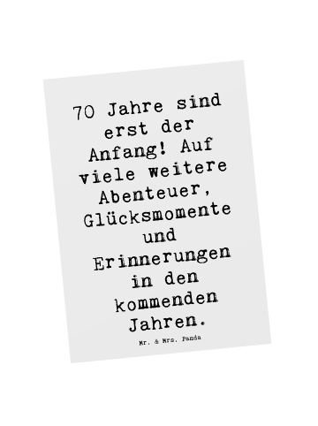Mr. & Mrs. Panda Postkarte Spruch 70. Geburtstag Beginn mit Spruch in Weiß