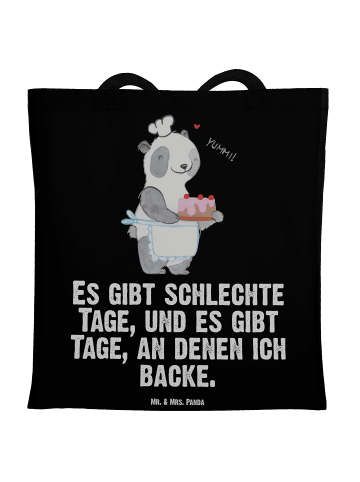Mr. & Mrs. Panda Tragetasche Panda Backen mit Spruch in Schwarz