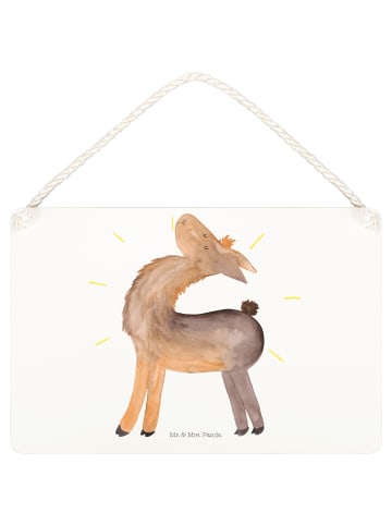 Mr. & Mrs. Panda Wandbild Holz Lama Stolz ohne Spruch in Weiß