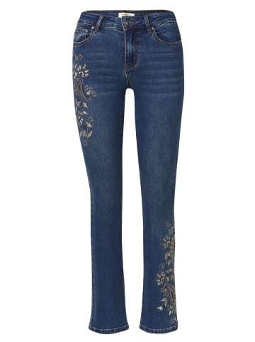 KOROSHI Schmale bestickte Damenjeans in blau