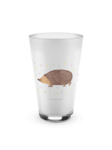 Mr. & Mrs. Panda Latte Macchiato Glas Igel Herzen ohne Spruch in Transparent