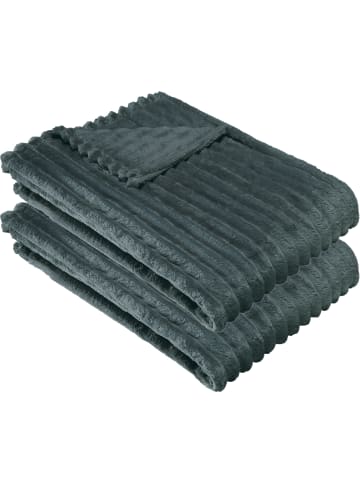 Erwin Müller Fleece, Microfaser Wohndecke 2er-Pack Aosta in anthrazit