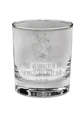 Mr. & Mrs. Panda Whiskey Glas Eichhörnchen Weihnachten mit Spruch in Transparent