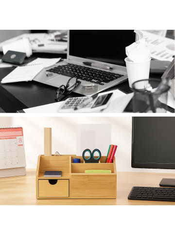 relaxdays Schreibtisch Organizer in Natur - (B)24,5 x (H)11 x (T)15 cm