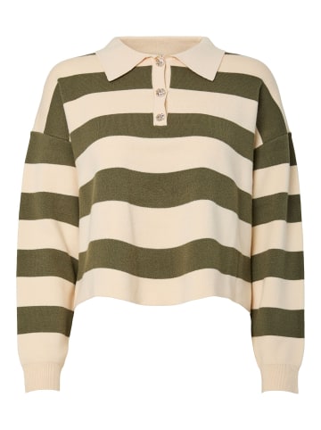 Pieces Langarm-Poloshirt in Sphagnum