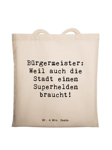 Mr. & Mrs. Panda Tragetasche Spruch Bürgermeister Superheld mit ... in Creme