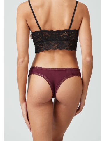 SNOCKS Tangas mit Spitze Mix (Mauve/Weinrot/Schwarz) 3 Stück