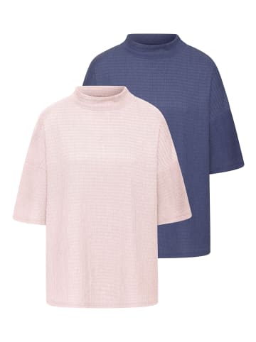 LASCANA Kurzarmshirt in rosé, blau