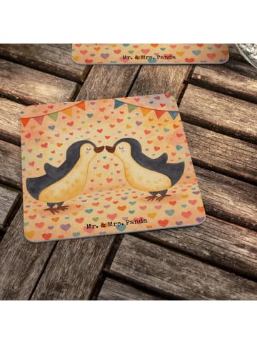 Mr. & Mrs. Panda Tischuntersetzer Pinguin Liebe Design ohne Spruch in Weiß