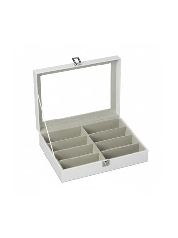 relaxdays Brillenbox in Weiß - (B)33,5 x (H)8,5 x (T)24,5 cm