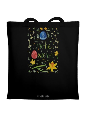Mr. & Mrs. Panda Shopping Tasche Ostern Frohe Ostern mit Spruch in Schwarz