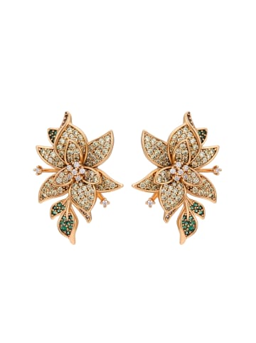 faina Women Stud Earrings in Rose Gold Green