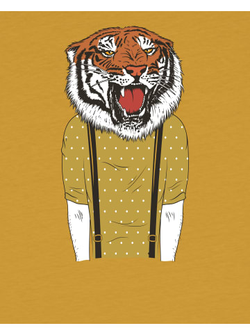 wat? Apparel T-Shirt Tiger Head in Ocker
