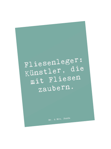 Mr. & Mrs. Panda Grußkarte Spruch Fliesenleger Künstler mit Spruch in Meeresbrise