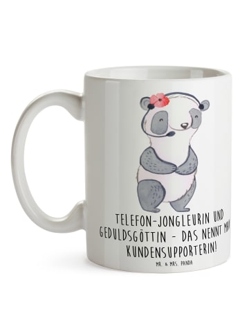 Mr. & Mrs. Panda Mug Meisterin Kundensupport mit Spruch in Weiß