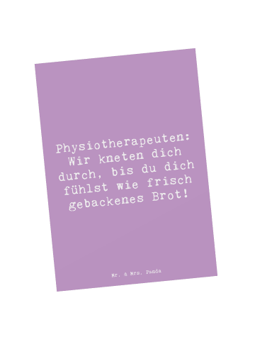 Mr. & Mrs. Panda Ansichtskarte Spruch Physiotherapeut Kneten mit... in Lavendeltraum