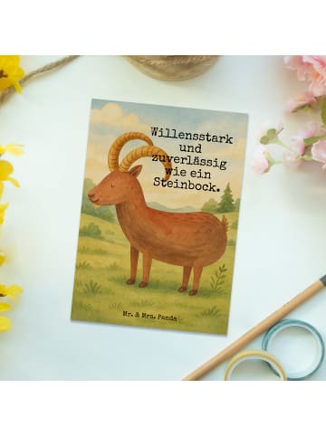 Mr. & Mrs. Panda Postkarte Sternzeichen Steinbock Design mit Spruch in Weiß