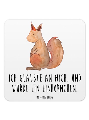 Mr. & Mrs. Panda Tassenuntersetzer Einhorn Glauben mit Spruch in Weiß