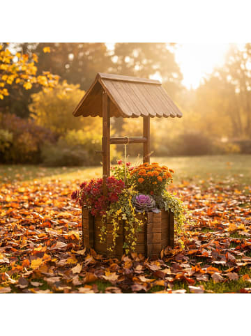 relaxdays Zierbrunnen in Braun - (B)56 x (H)114 x (T)56 cm