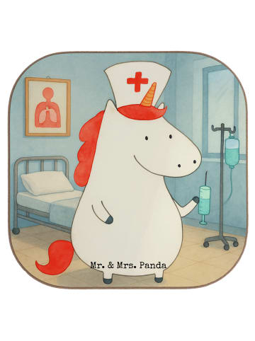 Mr. & Mrs. Panda gläseruntersetzer Einhorn Krankenschwester Desi... in Weiß