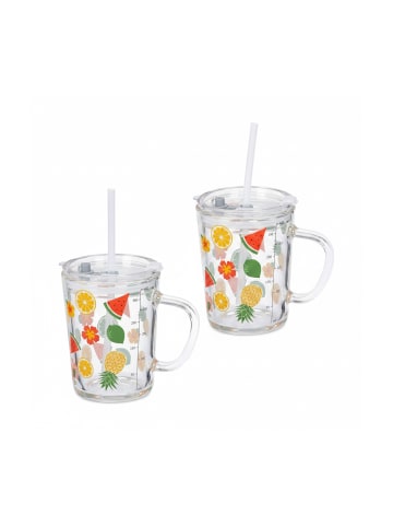 relaxdays 2 x Kinderglas "Früchte" in Transparent