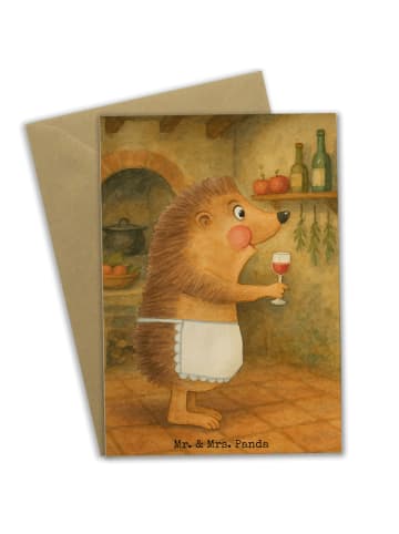 Mr. & Mrs. Panda Klappkarte Igel Wein Design ohne Spruch in Weiß