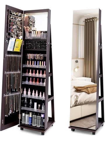 COSTWAY Schmuckschrank LED mit Rollen in Andere