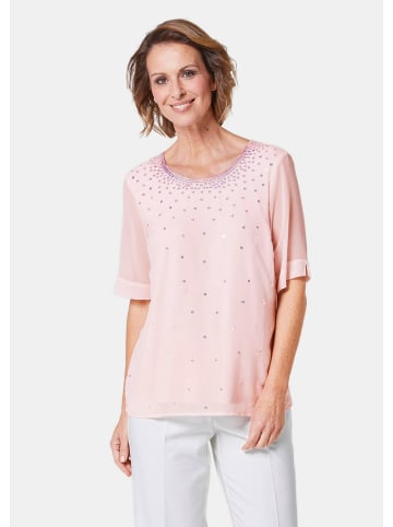 GOLDNER Kurzgröße:  Bluse Bluse mit schimmernden Pailletten in hellmelba