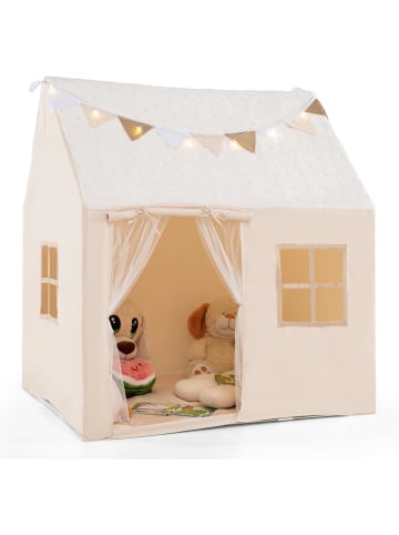 COSTWAY Spielhaus Kinder Indoor mit Sternenlichtern in Beige