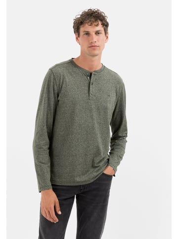 Camel Active Langarm Henleyshirt aus nachhaltigen Baumwollmix in Grün