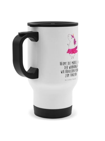 Mr. & Mrs. Panda Travel Mug Einhorn Ballerina mit Spruch in Weiß