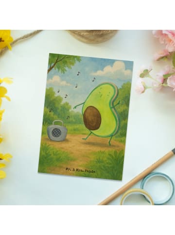Mr. & Mrs. Panda Postkarte Avocado Tanzen Design ohne Spruch in Weiß