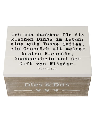 Mr. & Mrs. Panda Holzkiste Spruch Dankbarkeit für kleine Dinge m... in Weiß