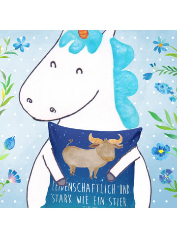 Mr. & Mrs. Panda 40 x 40 Kissen Sternzeichen Stier mit Spruch in Sternenhimmel Blau