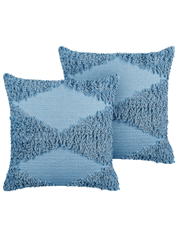 Beliani 2er-Set Dekokissen RHOEO in Blau
