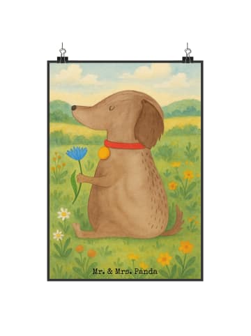 Mr. & Mrs. Panda Poster Hund Blume Design ohne Spruch in Weiß