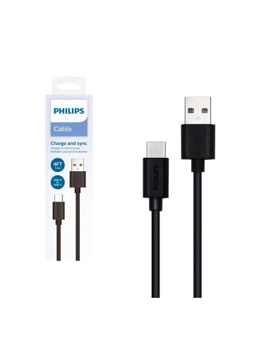 Philips Philips Kabel USB - Typ-C 1,2m schwarz Phil-DLC3104A/00