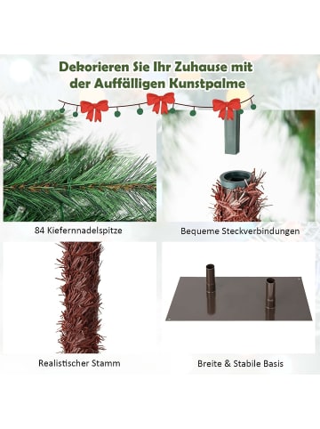 COSTWAY 2er Set Künstlich Weihnachtsbaum LED Palme in Grün